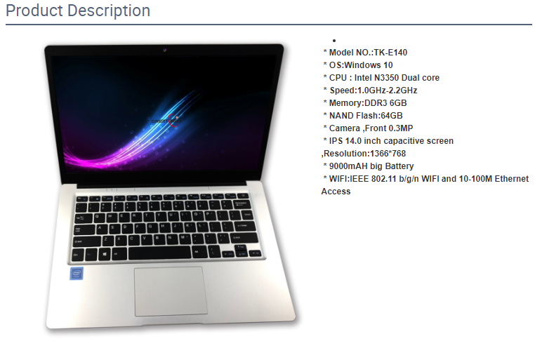 Image and product description of Great Asia laptop